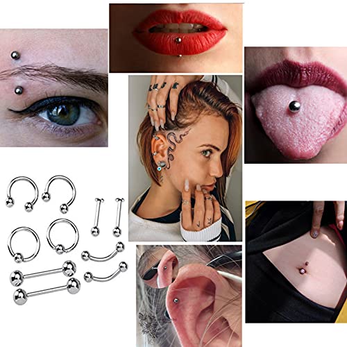 Kit de piercing - kit de piercing profissional de 64pcs para todos os piercings aço inoxidável 16g lip lip lunge kit de piercing no mamilo trágo