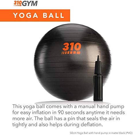 310 Bola de exercício nutricional para fitness, estabilidade, equilíbrio e academia de 50 cm de bola de ioga com bomba de