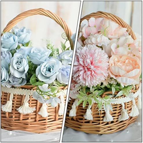 Toddmomy Tecido cestas de vime de vime cesto de flores de vime com alça de cesta de pétal