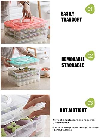 Lixeiras organizadoras de geladeira Tian Chen, recipientes de armazenamento de alimentos plásticos com tampas, 3 camadas, BPA