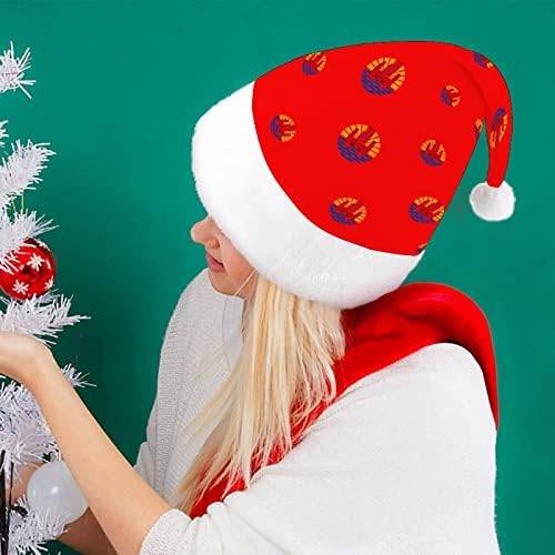 Brasão os braços de francês polinésia chapéu de Natal engraçado Papai Noel Hats de pelúcia curta com punhos brancos para suprimentos