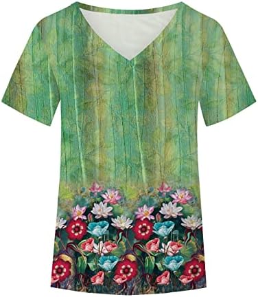 Meninas de manga curta vneck algodão flor gráfica de lounge camiseta camiseta de verão para feminino vz vz