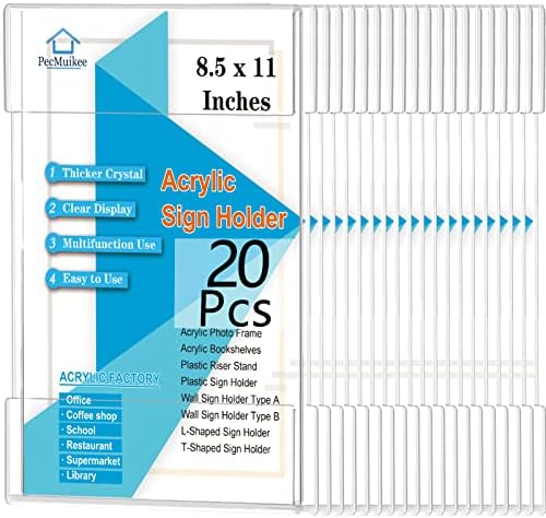 Pecmuikee Acrílico Somente de sinais 8.5x11, sem suporte de parede de parede acrílico e estrutura de exibição de