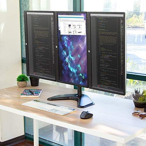 MONTAGEM! Triple Monitor Stand - Montagem independente da mesa do computador se encaixa em monitores de até 27 polegadas,
