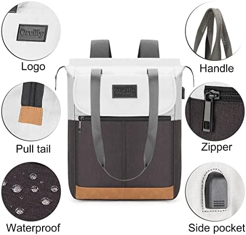 Mochila Orvilly Laptop Tote para mulheres, Livro de Daypack casual de viagem elegante, trabalho compra de bolsa pequena