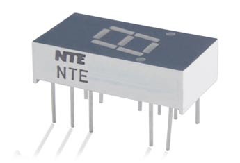 NTE Electronics NTE3059 0,3 Exibição numérica de um dígito, sete segmentos, cátodo comum, ponto decimal da mão esquerda, amarelo