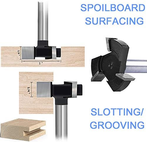 CNC Spoiler Surfacing Router Bit - haste de 1/4 de polegada de 1 polegada Diâmetro da laje Planejando lâmina substituível, inserção