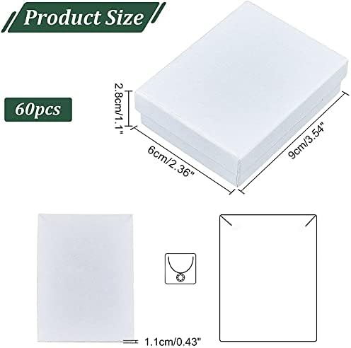 NBeads 60 PCs Caixa de jóias de papelão branco, 3,54 × 2,36 x1.1 caixas de papelão retângulo Papel Kraft Paper Presente Caixa de embalagem para colares