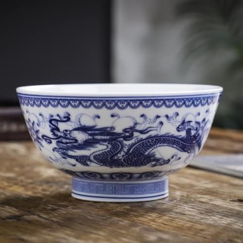Xialon 13,8cm 5.5 em jingdezhen cerâmica saudável feita artesanal com escavação tigela velha tigela azul branca tigela
