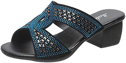 Sandálias de Waserce Glitter for Women Sandals for Women Slip em sapatos de calcanhar de salto alto de salto alto com calcanhar em