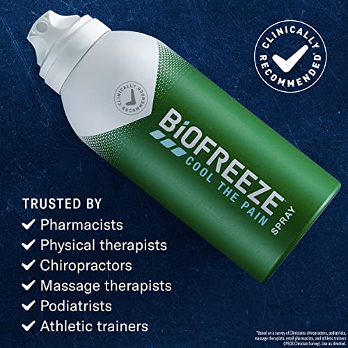 Biofreeze Mentol Dor spray de alívio 4 fl oz Spray de aerossol incolor para alívio da dor associado a músculos doloridos, artrite, dores nas costas simples e dor nas articulações