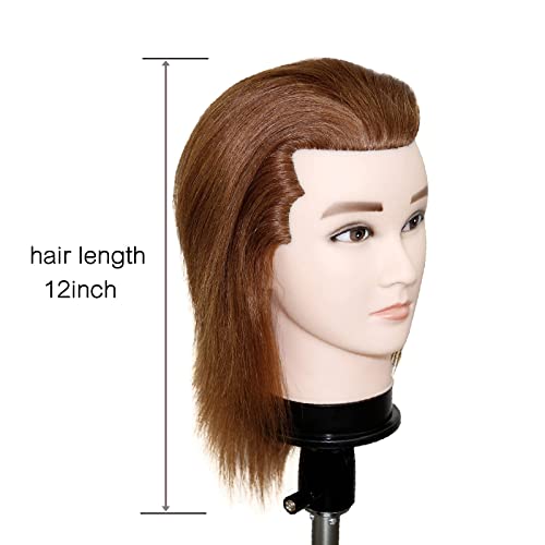 JMHAIR 12 Mannequin Head para a cabeça de treinamento masculino com cabeça de boneca de cabelo humano para tingir a prática