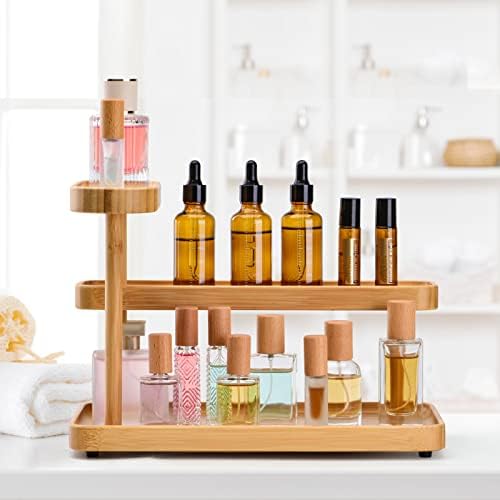 Organizador de cosméticos de bambu BUMTOSC para quarto de banheiro e cozinha rack de armazenamento multi -funcional para perfume