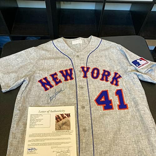 Tom Seaver assinou autêntico 1969 New York Mets Mitchell e Ness Jersey JSA CoA - Jerseys autografadas da MLB