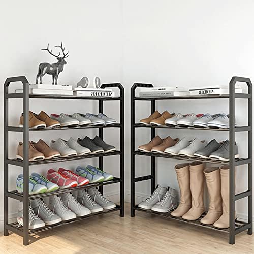 Mybaq Shoe Shoe rack preto alto preto, shoe de porta rack preto e fácil de construir, armazenamento de sapatos adequado para quarto, armário, varanda, dormitório
