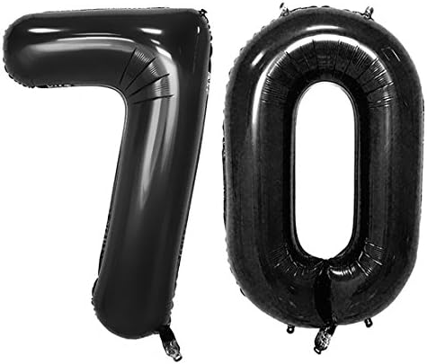 40 polegadas pretas 70 helium jumbo número digital balões, decoração de 70 anos para mulheres ou homens, suprimentos de festa de