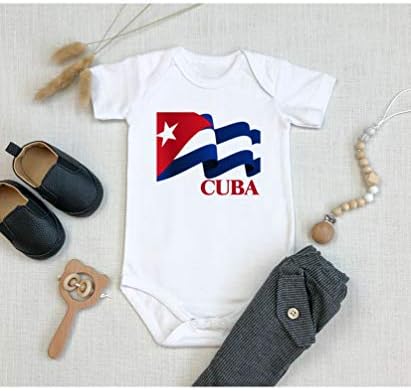 Triplebdesigns Cuba fofa de bebê com chá de chá de bebê Presente recém -nascido macacão infantil cubano