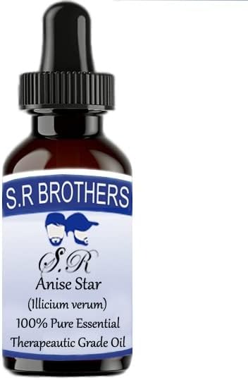 S.R Brothers Anis Star puro e natural de grau de grau essencial de grau essencial com conta -gotas 50ml
