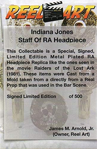 Indiana Jones, capacete alemão da RA, metal prateado, placa de exibição de acrílico e suporte de item