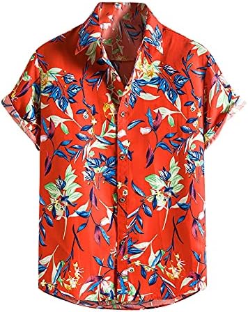 Camisa havaiana de flores masculinas de manga curta camisetas tropicais camisa aloha de férias de férias de praia casual