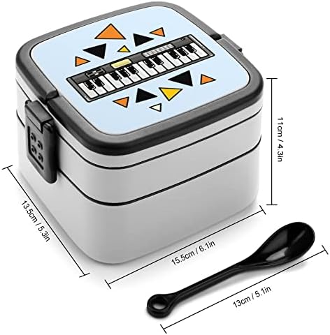 Música Teclado Imprima tudo em One Bento Box Contêiner de almoço adulto com colher para escola/trabalho/piquenique