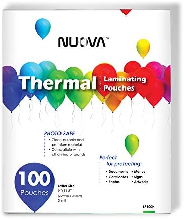 Bolsas de laminação térmica premium de Nuova 9 x 11,5, tamanho da carta, 3 mil, 100 pacote
