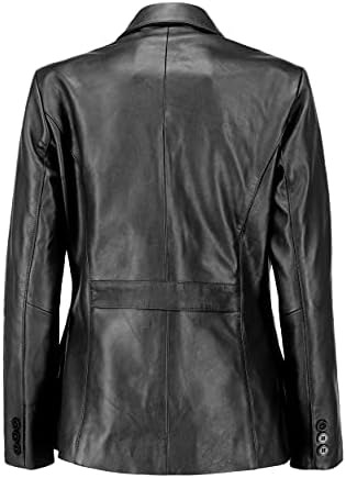 Jild Classic Classic 2 -Button Salvamento de couro Blazer Mulheres - Casual Casual Mangas compridas Terno estilo jaqueta