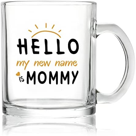 Presente de caneca ModWnfy para mamãe, meu novo nome é Mommy Glass Coffee Caneca, New Mommy Coffee Caneca para a mãe nova