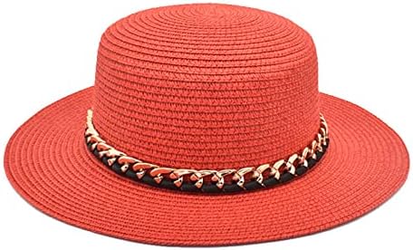 Cadeia de verão chapéu de palha de palha liso de verão ao ar livre de lazer de sol chapéu de lapidação de lapidação de lã de lã
