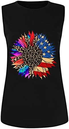 4 de julho Tee patriótico para feminino Leopard American Star Tank Tops Tops fofos Tees gráficos Independence Day Tshirt Presente