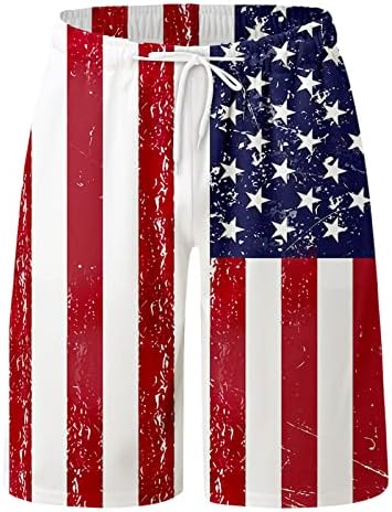 Surtos de tábua do dia da independência do ZDDO para homens, bandeira americana Surfing Surfing Shorts Summer Summer Patriótico Nadando troncos