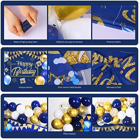 Decoração de aniversário azul da marinha Conjunto de balões azul marinho e dourado