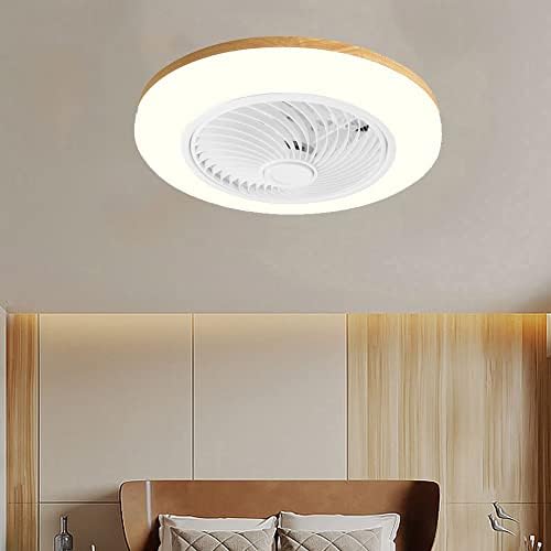 Ventilador de teto fechado de arte de madeira sdfdssr com luzes e ventiladores de teto de baixo perfil de 72W de