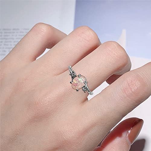 Anel de flauta requintado anéis de prata feminino Oval Cut Faux Diamond Jewelry Birthday Proposta Presentes de noivado