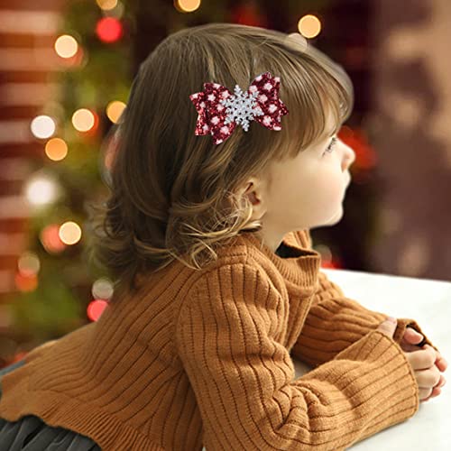 8 pcs de Natal lantejoulas vermelhas clipes de cabelo arco para meninas coudete de natal