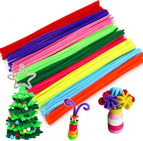 Barmi 100pcs colorido chenille hastes limpadores de tubulação artesanato de arte diy desenvolvimento de brinquedos infantis, conjunto