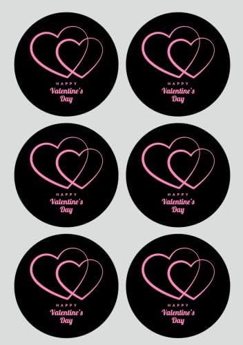 2 polegadas 150 PCs Black Pink Heart Stickers para o Dia dos Namorados, convite, envelopes, adesivos à prova d'água embalados