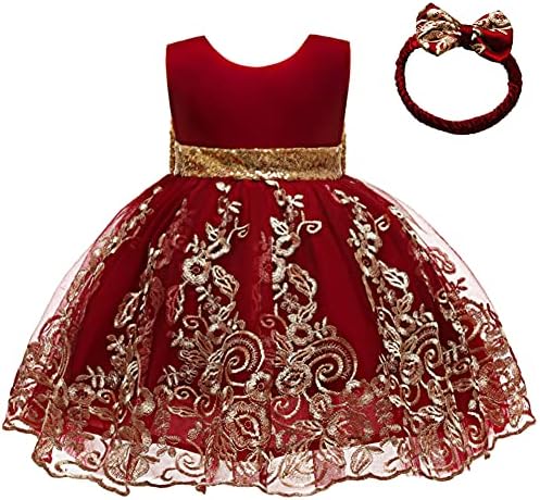 Lace Flower Girl lantejas de arco v-back tutu vestido para crianças comunhão de batismo de bebê vestidos de noiva de festas+chapéus