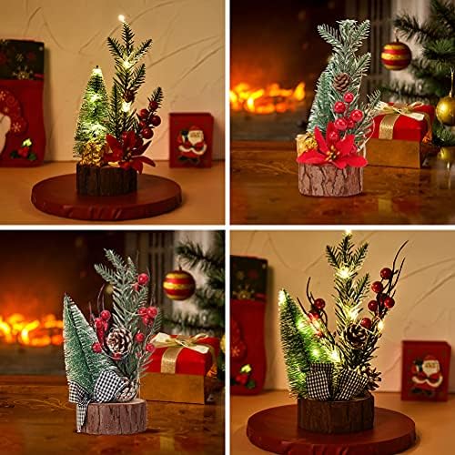 ABAODAM 2PCS Christmas decorativas decorativas Decoração de desktop de madeira de madeira iluminada Decoração usada