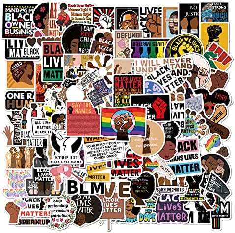 Adesivos sânsã Black Lives Matter Variety Vinyl de 100pcs para garrafa de água, skate, geladeira, frascos hidrelétricos, decalques,