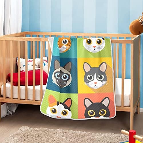 Cats fofos Unissex fofinho cobertor de bebê para criança cobertor de criança para creche com cobertor de material aconchegante grosso e macio para um presente decorativo de viagem