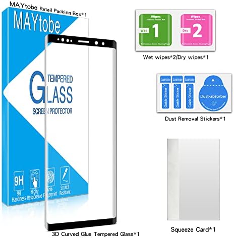 Maytobe Desigend para Samsung Galaxy Note 9 Protetor de tela de vidro temperado, matriz de ponto de capa 3D, sem bolhas,