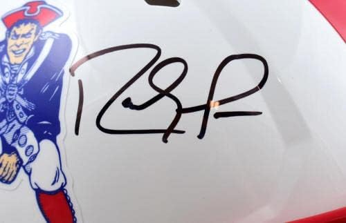 Randy Moss assinou Patriots f/s 90-92 Speed ​​Authentic Helmet w/insc-ba w holo- Capacetes NFL autografados
