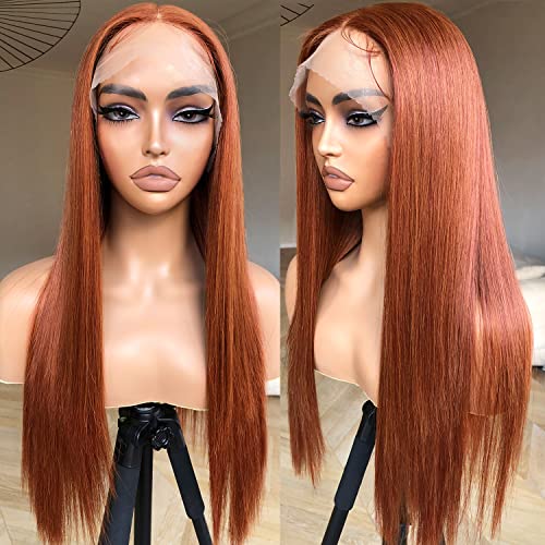 Brownbomb Ginger Synthetic Lace Front peruca pré -arrancada pronta para usar, HD sem glú.