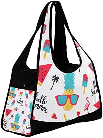 Summer Beach Beach Flamingos Flamingos Viagem Duffel Bag Sports Gym Bag Weekend Tote Saco de Tote para Mulheres