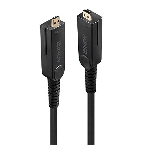 Lindy Micro HDMI 2.0 18G Cabo híbrido de fibra óptica com conector de conversão HDMI/DVI, 70M