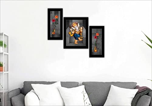 SAF Conjunto de 3 Ganesha Modern Art Wall Pintura para decoração em casa 13,5 x 22,5 polegadas
