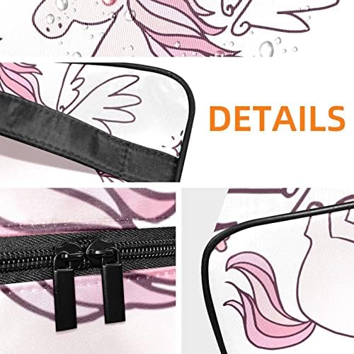 Bolsa de higiene pessoal, bolsa cosmética de maquiagem para mulheres, homens de desenho animado de unicórnio Pink Flower