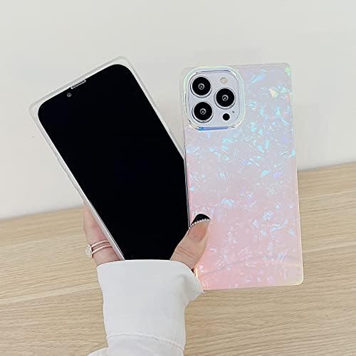 Yelovehaw projetado para iPhone 14 Pro Max Case para mulheres meninas, conchas de lustre e lustre glitter colorido e brilhante padrão laser chippy, capa de telefone protetora em ângulo reto para iPhone 14Promax