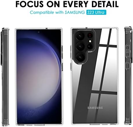 Caso para o Samsung Galaxy S23 Ultra, capa de telefone de proteção à prova de choque clara, capa transparente para Samsung